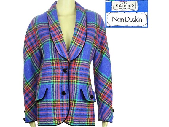 Vintage Valentino Tweed Jacket Blazer Clueless 1990s Y2K VTG Blue  