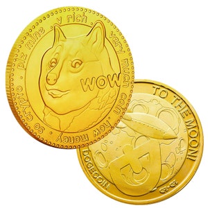 DogeCoin - Doge Coin - Doge - Crypto - CryptoCurrency - Physical Gold Plated Collectable Coin - To The Moon!