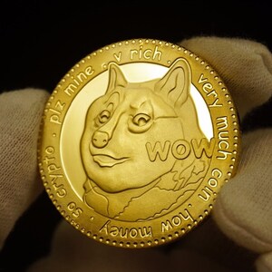 DogeCoin - Doge Coin - Doge - Crypto - CryptoCurrency - Physical Colored Gold Plated Collectable Coin - Shiba Inu!