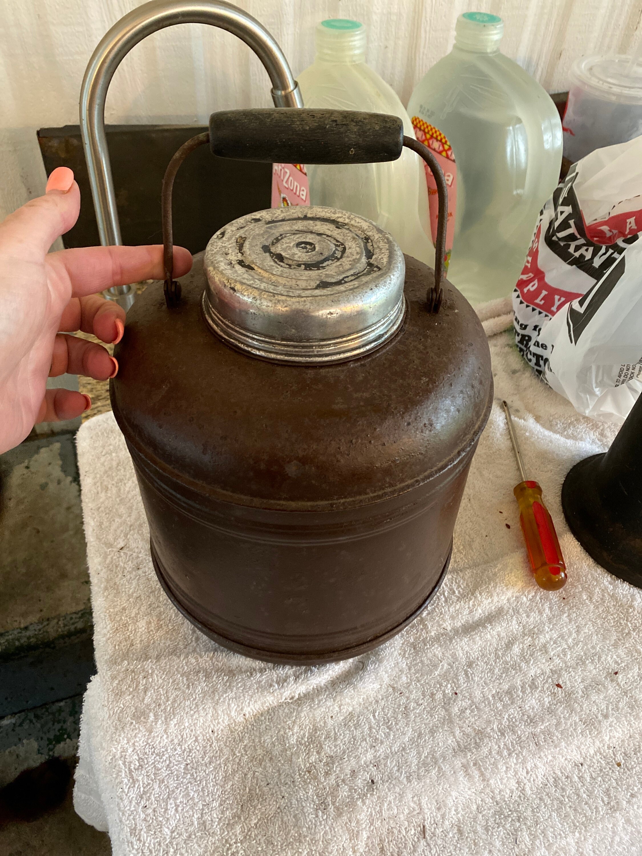 Vintage Ceramic Lined Metal Water Jug Beverage Cooler Etsy