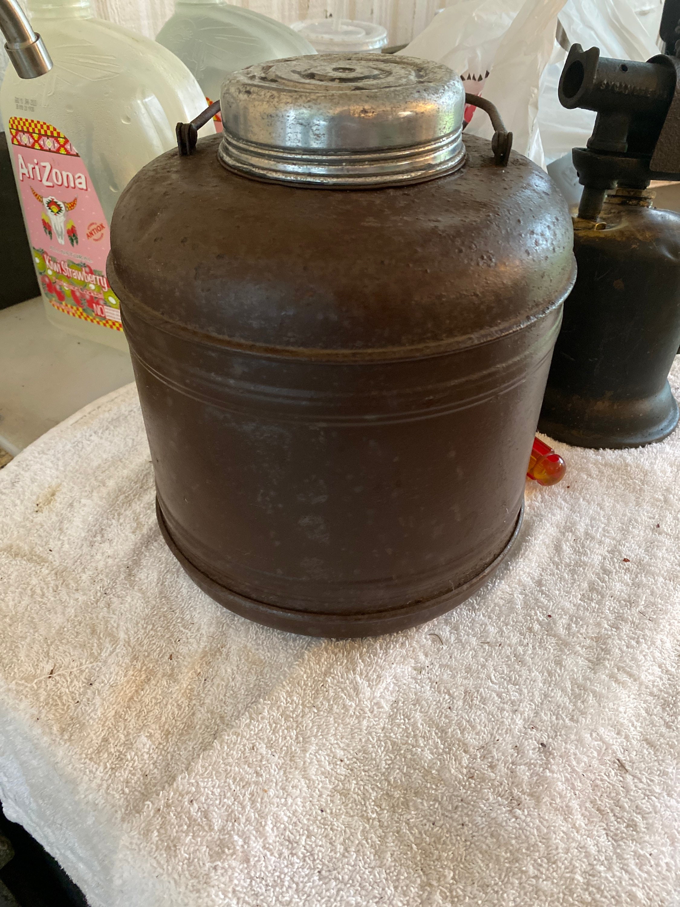 Vintage Ceramic Lined Metal Water Jug Beverage Cooler Etsy
