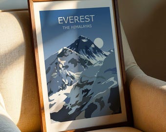 Mount Everest Art Print, Worlds Highest Peak Landscape, Himalaya