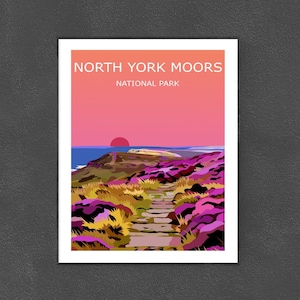 North York Moors Sunset Landscape Art Print, UK National Park, Moorland ,Travel Poster, Adventure Gift Idea, Wild Hiking, Britain, Yorkshire
