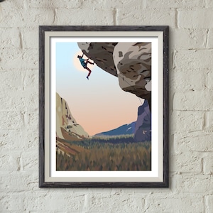 The Rock Climber, Wild Landscape Art Print, Great Outdoors, Adventure Travel Poster, Extreme Sports, Climb, Outdoor Pursuits, Mountains