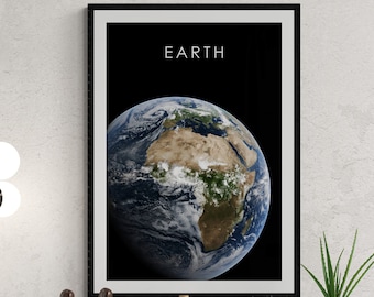Earth - Solar System Art Print, Space Themed Home Decor, Minimalist Space Travel Design, The Universe Galaxy, Modern Celestial Art