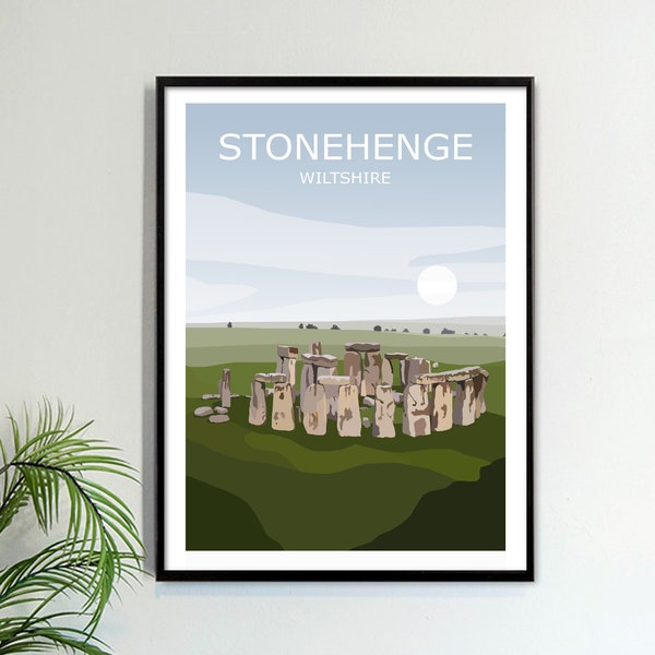 Stonehenge Art Print, Wiltshire Ancient Monument Landscape Wall Art ,Travel Poster, UK Famous Landmark, Outdoors Gift Idea