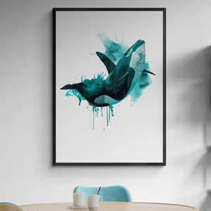 Orca - orka - Art Print, nautisch thema, kinderkamer woondecoratie, oceaan minimalistisch ontwerp, moderne kinderslaapkamer, landschapsstijl