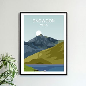 Mount Snowdon Art Print, Wales Landscape, Snowdonia National Park, Three Peaks Challenge, Welsh Travel Poster,Home Decor,Hiking Gift