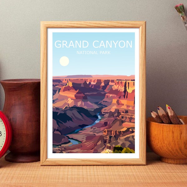 Grand Canyon National Park Art Print,  Landscape, Colorado River, Travel Poster, Hiking Gift, Arizona Desert, Colorado Plateau, Walking