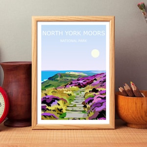 North York Moors Landscape Art Print, UK National Park, Moorland ,Travel Poster, Adventure Gift Idea, Wild Hiking Great Britain, Yorkshire