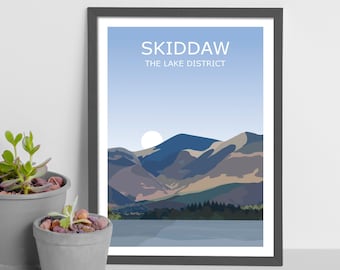 Skiddaw Art Print, The Lake District Landscape,  National Park, Keswick, Travel Poster, Adventure Gift Idea, Fell Walking, Hiking Moutains