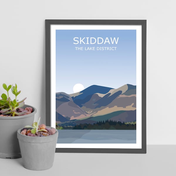 Skiddaw Art Print, The Lake District Landscape,  National Park, Keswick, Travel Poster, Adventure Gift Idea, Fell Walking, Hiking Moutains