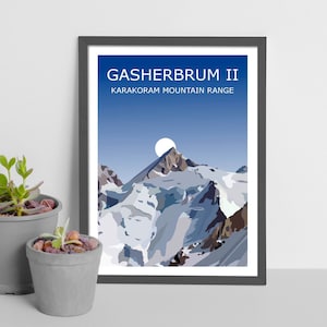 Gasherbrum II Art Print, Worlds 13th Highest Peak Landscape, Himalayas ,Travel Poster, Climbing Gift, 8000er, World Peaks, Karakoram Range