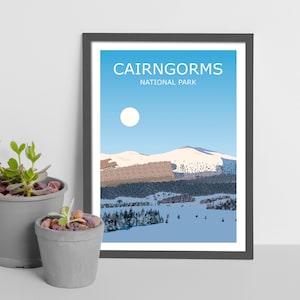 DIGITAL DOWNLOAD - The Cairngorms National Park Landscape Printable Art, Scottish Travel Poster, Adventure Gift Hiking, Winter Highlands
