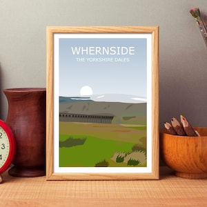 DIGITAL DOWNLOAD - Whernside, Printable Art, Yorkshire Dales Landscape, National Park,Three Peaks Challenge Travel Poster,Ribblehead Viaduct