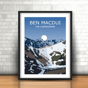 Ben Macdui Art Print, Cairngorms Peak Landscape, Mountains, Scottish Three Peaks Challenge,Travel Poster,Hiking Gift, Scottish Highlands