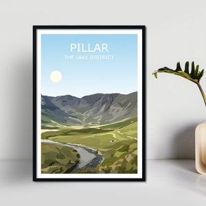 Pillar Art Print, The Lake District Landscape,  National Park, Cumbria, Travel Poster, Adventure Gift Idea, Fell Walking, Hiking