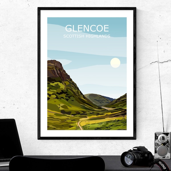 Glencoe Art Print, Scottish Highlands Landscape,  National Park, Scotland Travel Poster, Adventure Gift Idea,The Hidden Valley Coire Gabhail