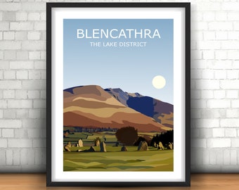 Blencathra Art Print, The Lake District Landscape, National Park, Keswick, Travel Poster, Adventure Gift Idea, Fell Walking, Hiking Moutains