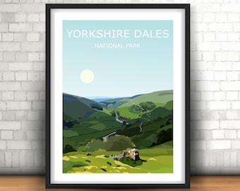 The Yorkshire Dales Landscape Art Print, UK National Park, 3 Peaks ,Travel Poster, Adventure Gift Idea, Wild Hiking Great Britain, York