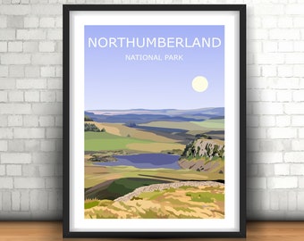 DIGITAL DOWNLOAD - Northumberland Landscape Printable Art, National Park ,Travel Poster, Adventure Gift,Wild Hiking Hadrians Wall,North East