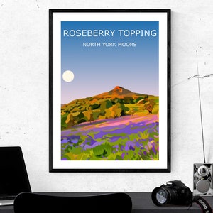 DIGITAL DOWNLOAD - Roseberry Topping Printable Art, North York Moors Landscape,  National Park, Travel Poster, Adventure Gift Idea, Hiking