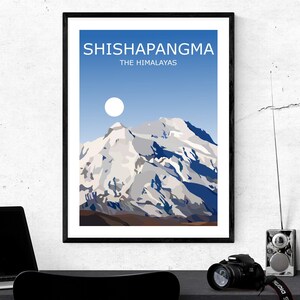 Shishapangma Art Print, Worlds 14th Highest Peak Landscape, Himalayas ,Travel Poster, Climbing Gift, 8000er, China Mountain Range, Langtang