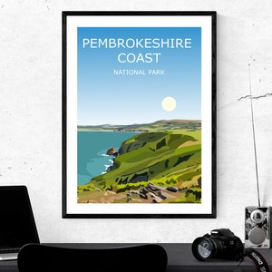 Pembrokeshire Coast Landscape Art Print, UK National Park, Wales Sea Coastal ,Travel Poster, Adventure Gift Idea, Wild Hiking Walking Cymru