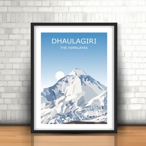Dhaulagiri Art Print, Worlds 7th Highest Peak Landscape, Himalayas ,Travel Poster, Climbing Gift, 8000er, World Peaks, Base Camp