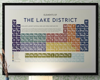 The Lake District Periodic Table Art Print - Fells, Lakes, Tarns And Waterfalls, National Park Hiking Present, Gift For Walkers And Climbers
