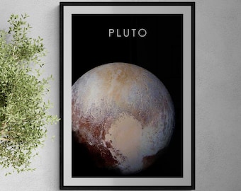 Pluto - Solar System Art Print, Space Themed Home Decor, Minimalist Space Travel Design, The Universe Galaxy, Modern Celestial, Dwarf Planet