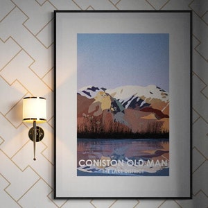 Lámina artística del anciano de Coniston / Paisaje del Distrito de los Lagos / Parque Nacional / Póster de viaje / Regalo de aventura / Senderismo en la montaña