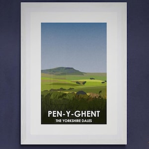 Pen-Y-Ghent Art Print | Yorkshire Three Peaks Challenge | The Dales Travel Poster | Modern Home Decor | Hiking Gift | The Great Outdoors