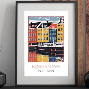 Copenhagen Retro Travel Poster Print | Denmark Vintage Wall Art | Norway Mid-Century Modern Design | Sleek Home Décor | World Tourism