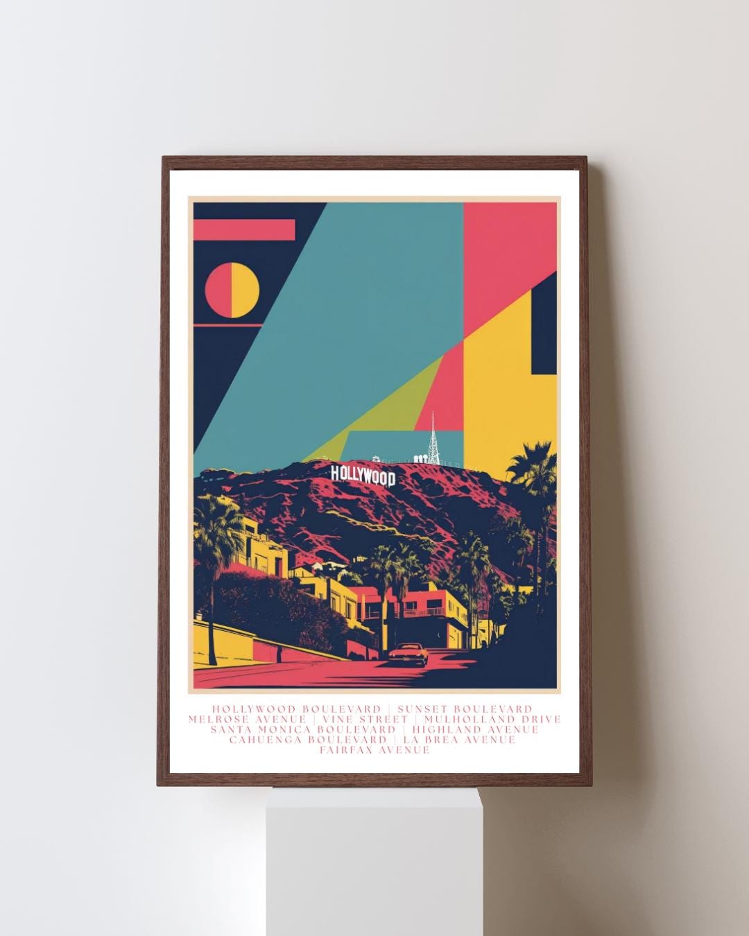 Hollywood Retro Travel Poster Print | Los Angeles Vintage Wall Art