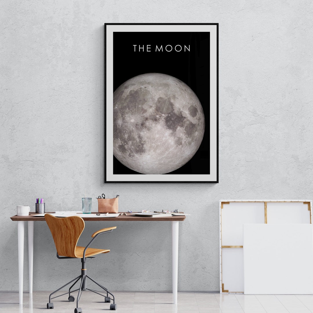 The Moon - Solar System Art Print, Space Themed Home Decor, Minimalist ...
