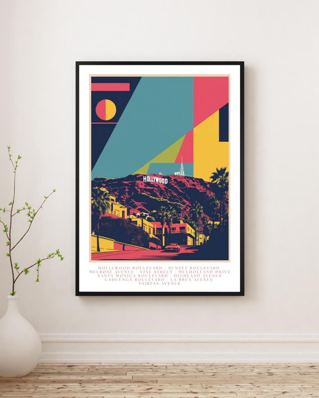 Hollywood Retro Travel Poster Print | Los Angeles Vintage Wall Art