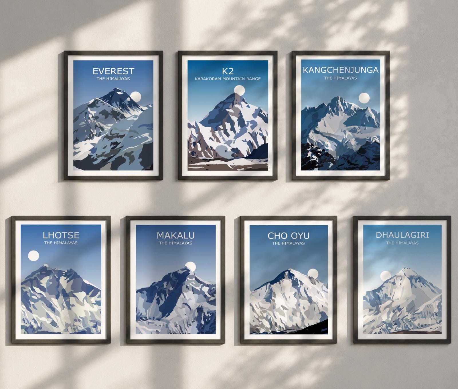 The Eight Thousanders- Set of 14 Landscape Art Prints, the