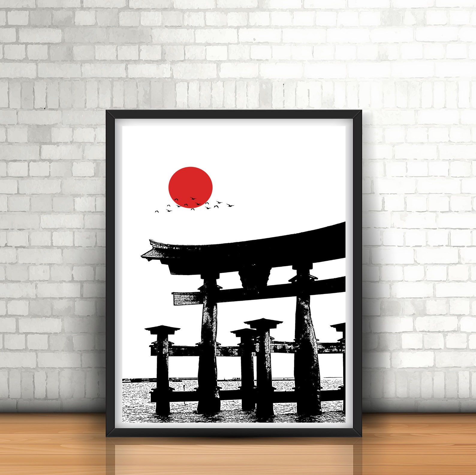 Japanese Torii Gate Modern Wall Art, Japan, Minimalist Art Print