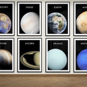Solar System Art Prints - Full Set Of 8 Planets, Space Themed Home Decor, Minimalist Design, The Universe Galaxy, Modern Celestial Cosmic