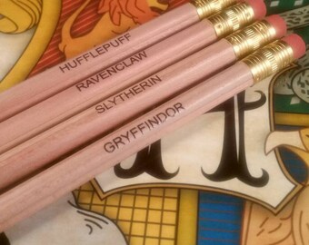 Harry Potter Set Of 4 Hogwarts House Pencils - Gryffindor, Slytherin, Ravenclaw, Hufflepuff