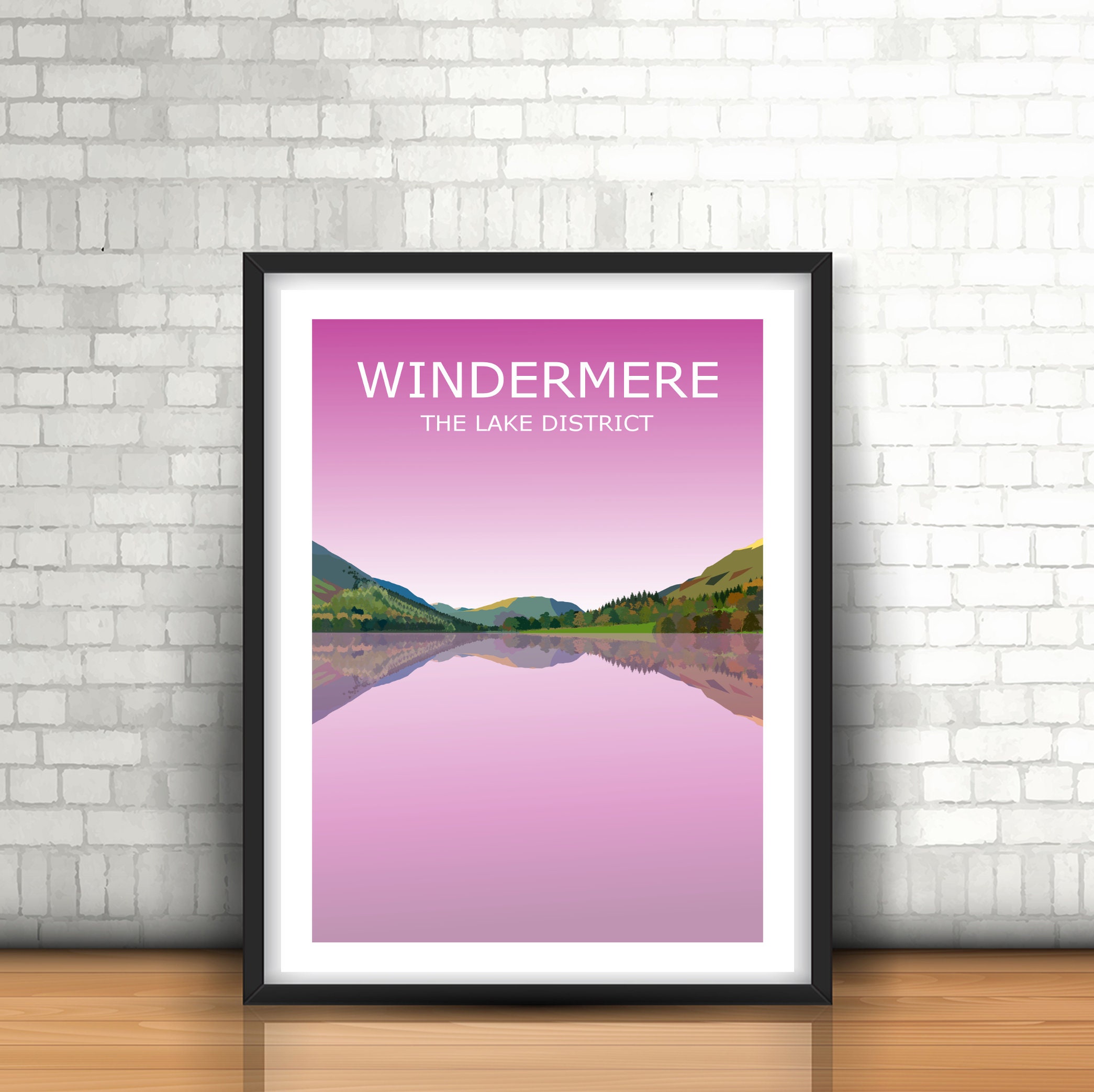 Lake Windermere Sunset Art Print The Lake District Landscape Etsy
