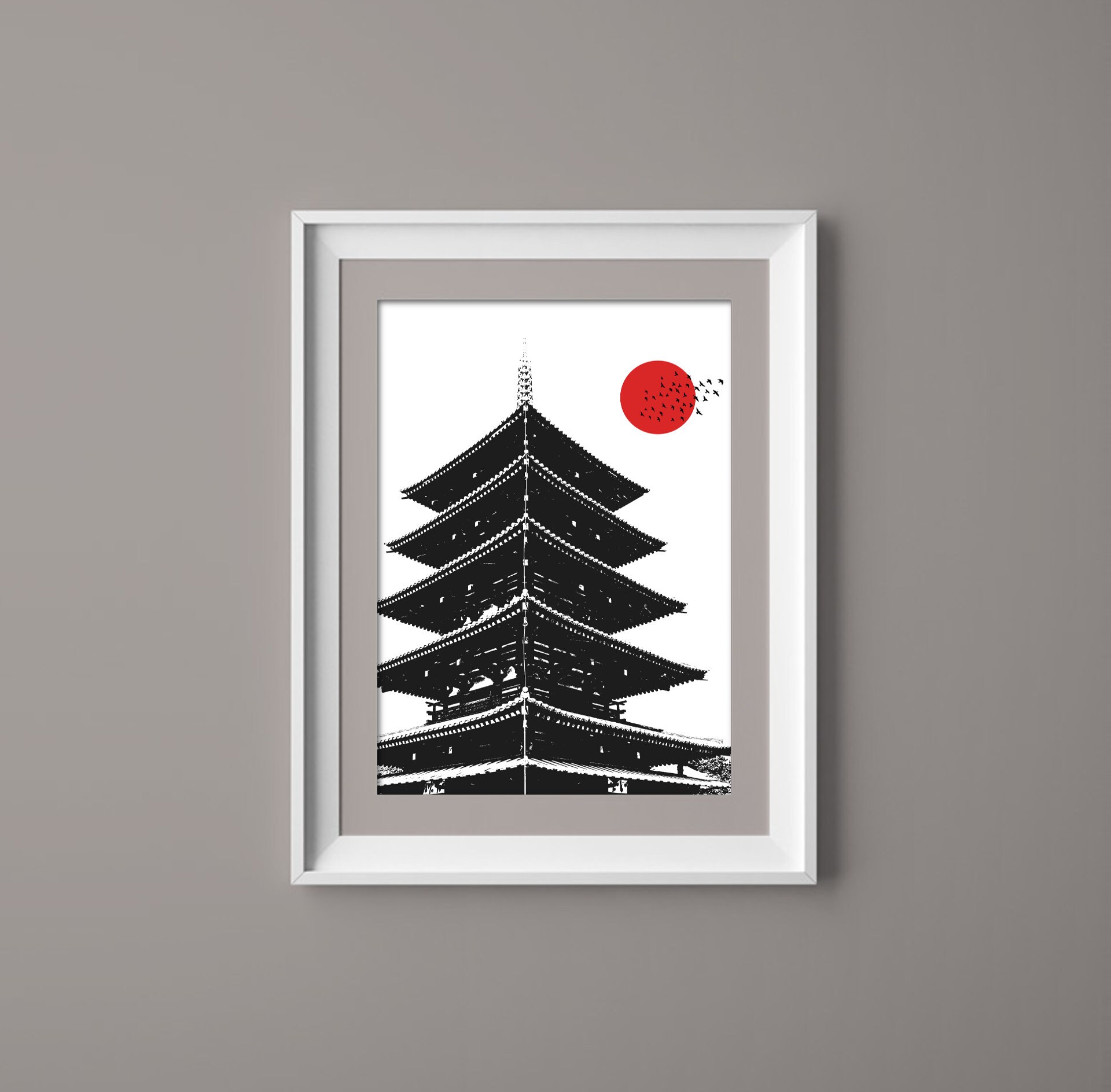 Japanese Modern Wall Art Set of 4 Prints Japan Minimalist Etsy