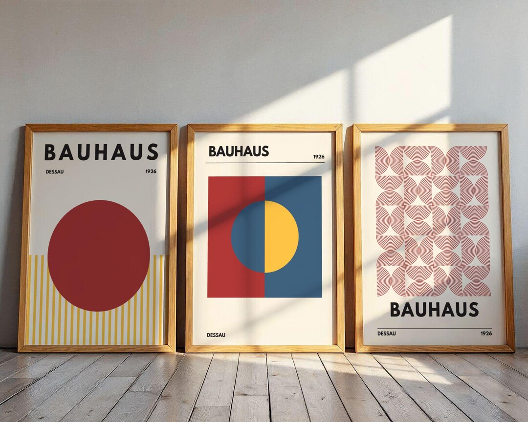 Bauhaus Style Poster Set of 3 | Retro Geometric Abstract Prints ...