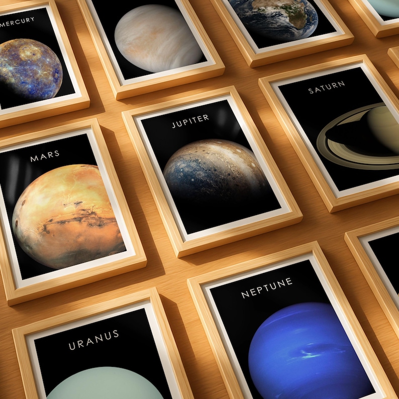 Solar System Art Prints - Full Set of 8 Planets, Space Themed Home ...