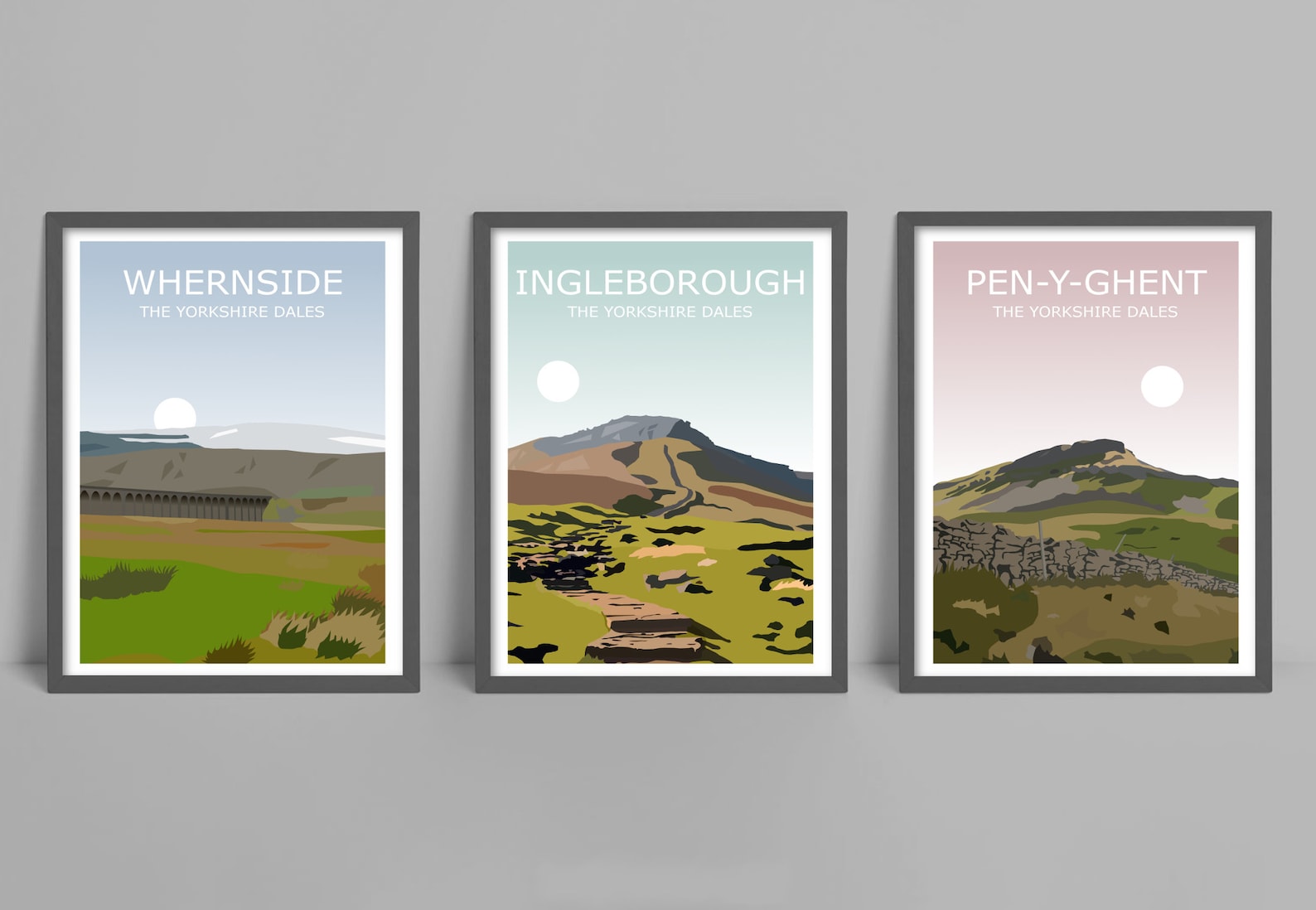 Yorkshire Three Peaks Set of 3 Art Prints Whernside Etsy UK