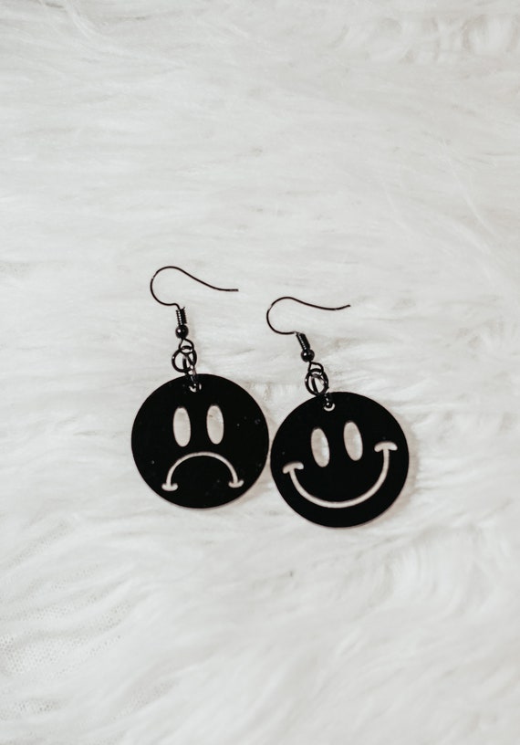 Black happy and sad earrings