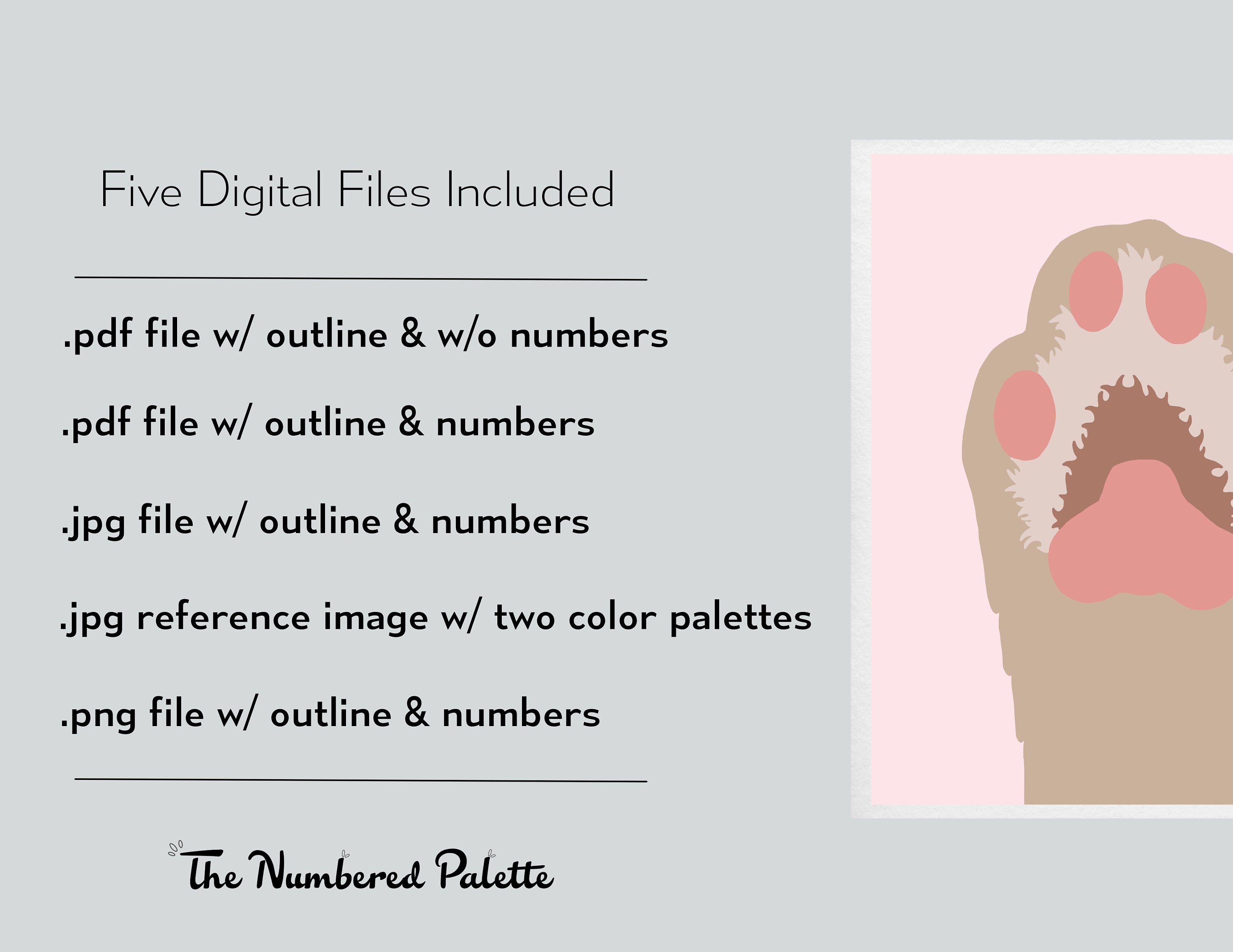 Cat Paw Paint by Number Printable Digital Download, Pink Beginner ...