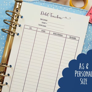 PRINTED Debt Tracker | Personal | Printed | Repayment | Finance | Planner | Insert | Filofax | Kikkik organiser refill pages create 365