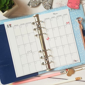 PRINTED Personal monthly Disney undated year MO2P Month on 2 pages Planner Insert Filofax Kikkik refill plan daily mickey minnie